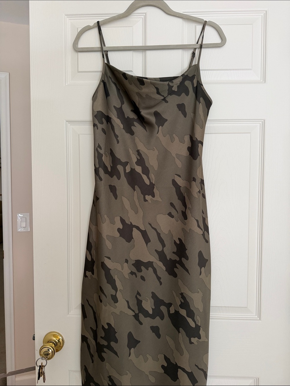 Banana Republic Olive Camo Slip Midi Dress